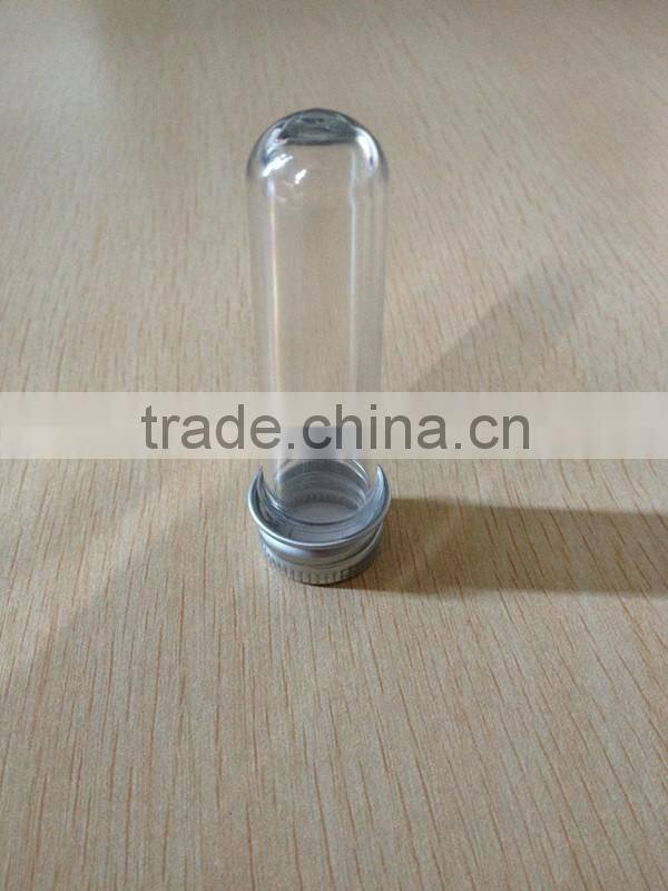 25*115mm clear plastic pet test tube with aluminum cap