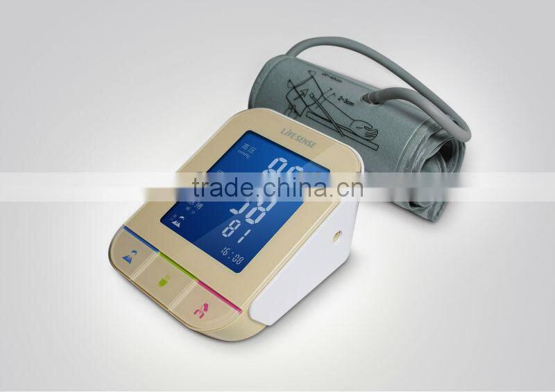Arm type and full electronical automatic bluetooth blood pressure monitor with large blue mode LCD and white backlight