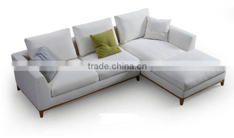 2017 New collection high quality cotton and line fabric solid wood construction sofa set