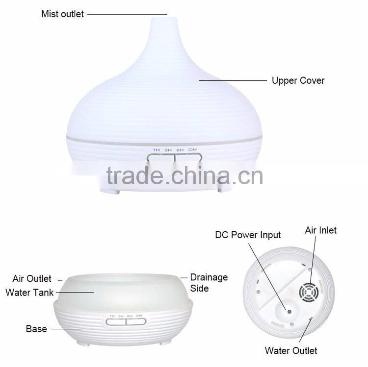 Changing Colored LED Lights Waterless Auto Shut-off Adjustable Mist Wooden Aroma Diffuser Bottle