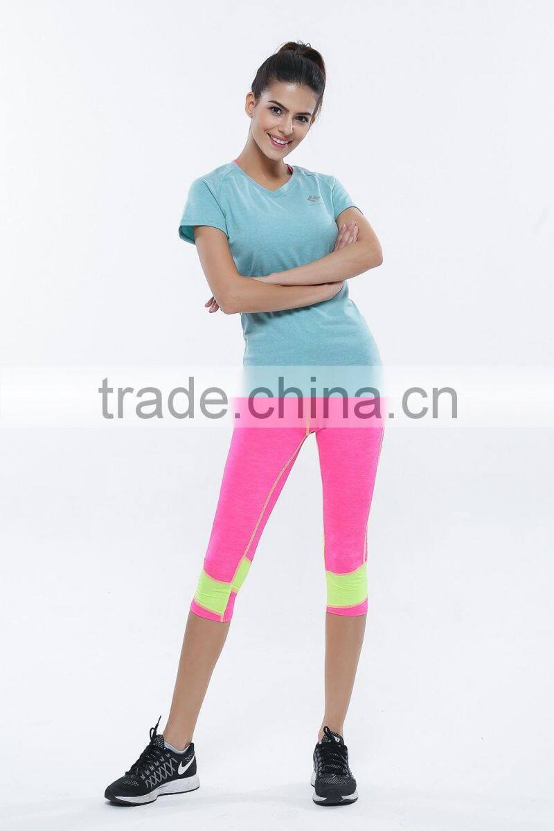 Soft jersey short sleeve and capris yoga wear women wholesale yoga wear