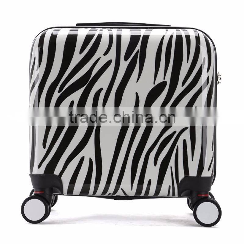 PC Kids Fancy Lightweight Spinner Luggage Travel Case Trolley Hard Case With Zebra Printing