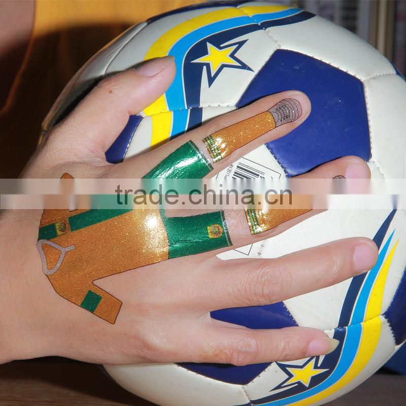 New Arrival glliter CMYK soccer uniform for hands wholesales tattoo sticker