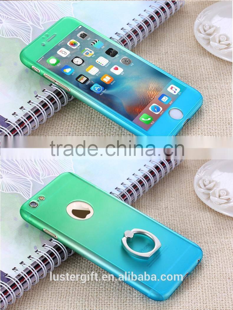 Luxury with Tempered Glass Screen for iPhone 6 6S Phone Case 360 Rotating Ring Kickstand Full body Cover Case