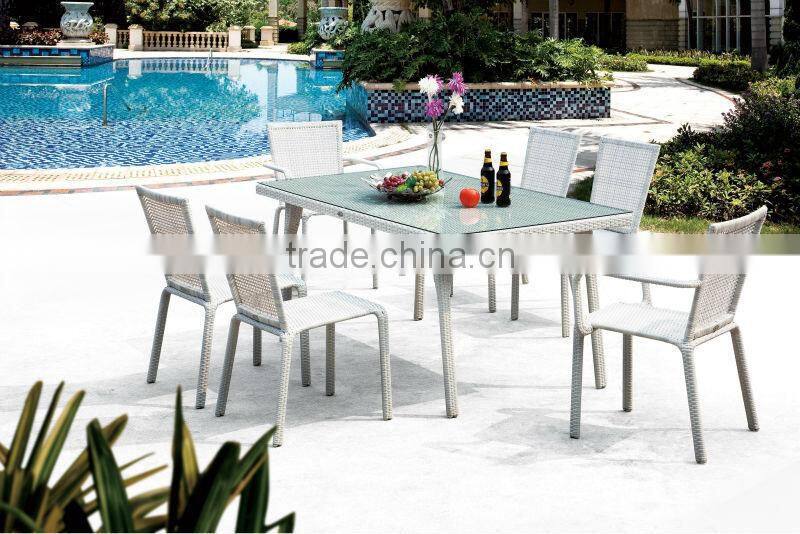 Hot Sale Synthetic Rattan Dining Set -Wicker Dining Set Furniture (1.2mm alu frame powder coated,5cm thick cushion)