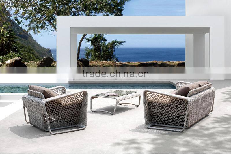New modern poly rattan garden sofa set furniture (1.2mm thickness alu frame, high quality wicker furniture)