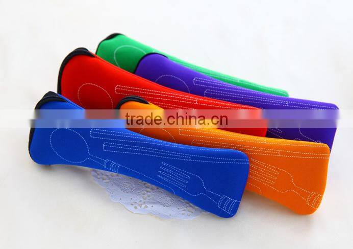 Chopsticks and spoon neoprene storage bag Travel tableware storage bag