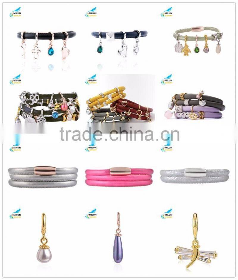 Wholesale 2016 angel pendant bracelet endless charms leather bracelet disk on key bracelet