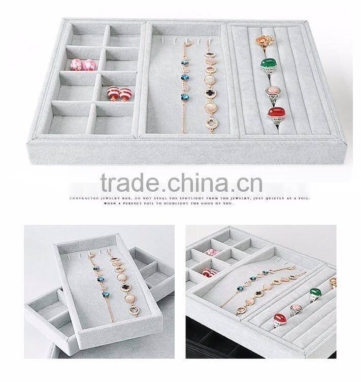 China manufacturer cheap price jewelry tray display stackable velvet