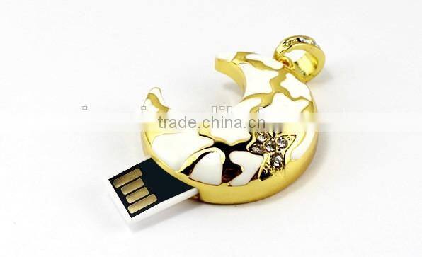 Plastic golden moon shape with jewelry usb