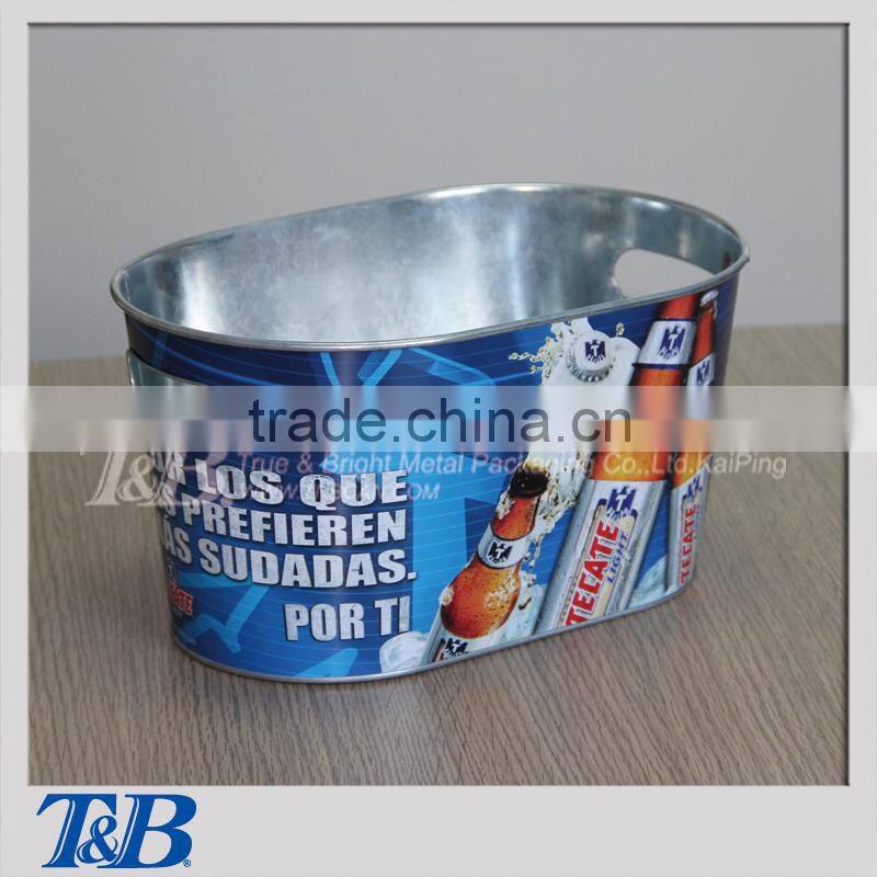 Paint metal Tin Ice Bucket with Inner Handles