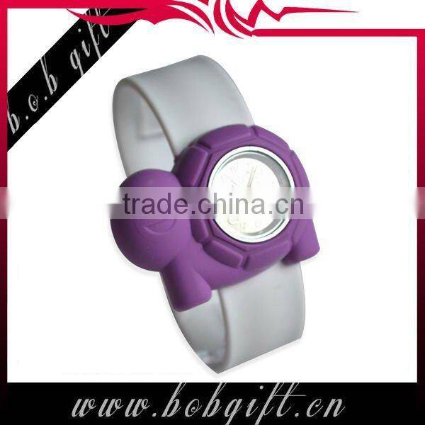 simple design tortoise silicone snap wristband watches for kids