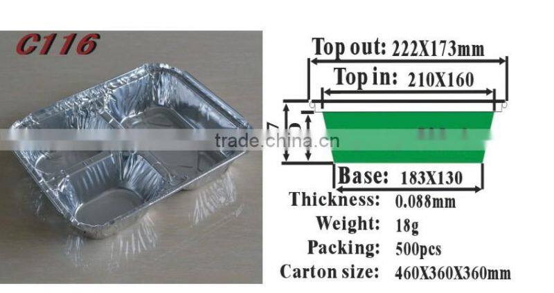 9 inches 3-compartment foil containers C116