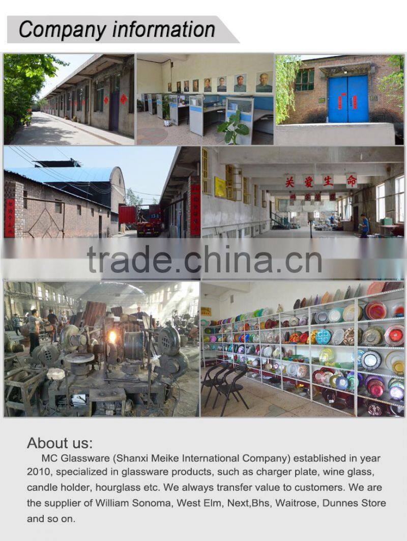 Wholesale Wedding Decoration Colorful Glass Charger Plates Under Plate