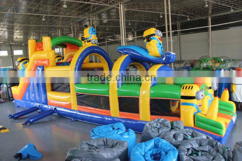 cheap Minion Inflatable Kids Obstacle Course for sale