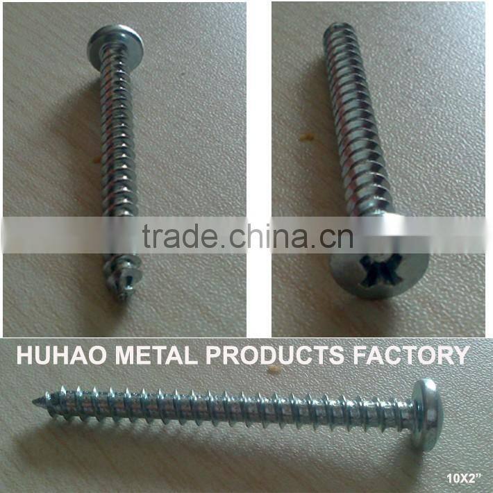 carbon steel 1022 white zinc phillips drive pan head self tapping screw