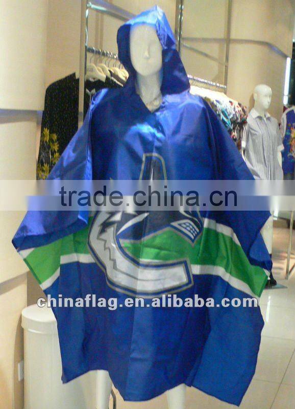 Waterproof Red color advertising Poncho,Popular Raincoats for sport flag
