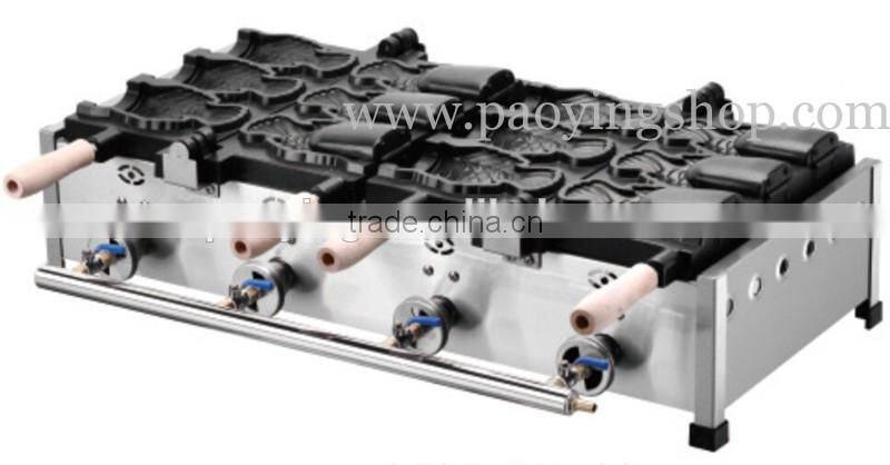 (3 in 1) 6pcs Fish Waffle Commercial Use Non-stick LPG Gas Icecream Taiyaki Baker + Batter Dispenser + Stuffing Scoop