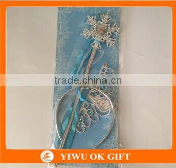 Hot Sale Frozen Elsa Crown Set Frozen Tiaras And Magic Wand For Girls Cosplay Hair Accessory