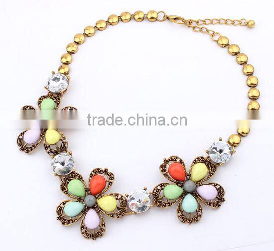 Multicolor Metal Flower Vintage Choker Pendant Statement Necklace Women Necklaces & Pendants Fashion Necklaces for Women 2014