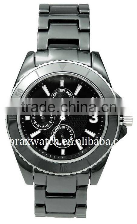 quartz watch ceramic 3atm stainless steel case back japan movt men women wrist watch