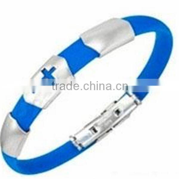 Best selling silicon bracelet with stainless steel for healthcare