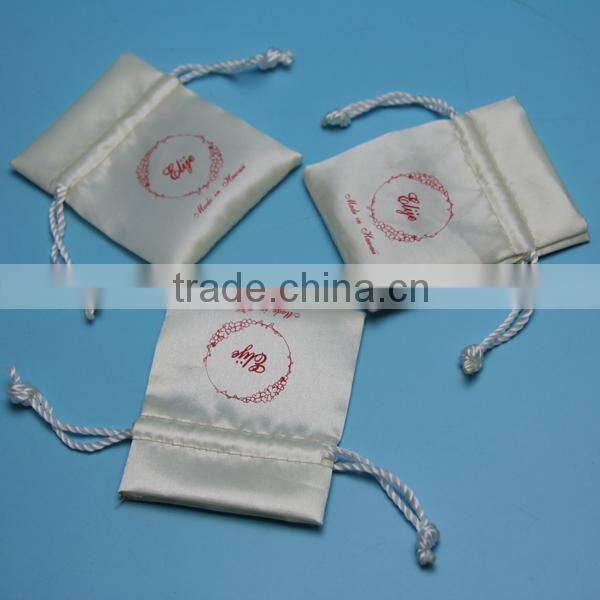 Custom satin logo printing silk jewelry bag silk drawstring bag for hair packing