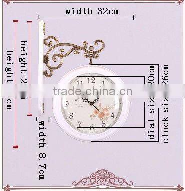 China Home Deocr Wholesale Wood Frame Clock Hanging Double Sided Wall Clocks