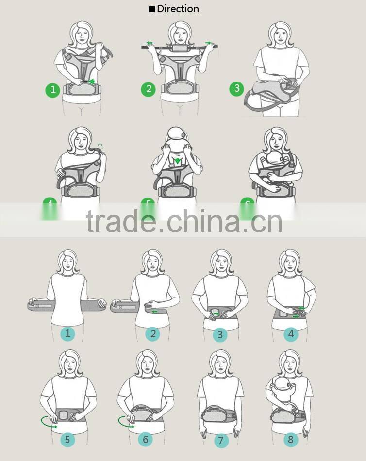 Made in China Export to Europe and America Top Quality Organic Cotton Infants Baby Hipseat Carrier Backpack Sling