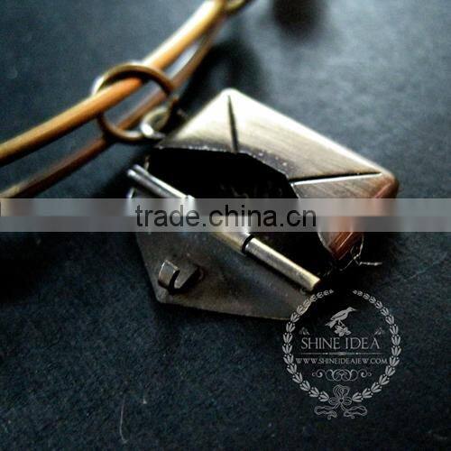 vintage bronze antiqued envelope locket love letter pink glass beads wish charms fashion women wiring bangle bracelet 6450028
