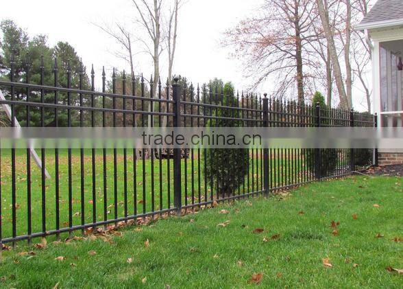 black galvanized steel fence