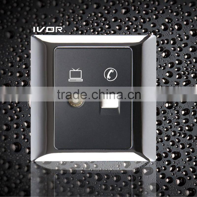 High quality 1Gang / 2Gang TV/Computer/telephone multiple wall sockets outlet