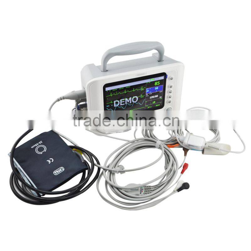 Handheld 7 inch 6 parameter Patient Monitor RPM-9000F with battery by CE ISO Approved
