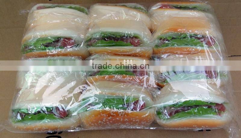 Plastic decorative hamburger model | Artificial toast bread fridge magnet | Yiwu Sanqi Crafts - Fake food manufacturer