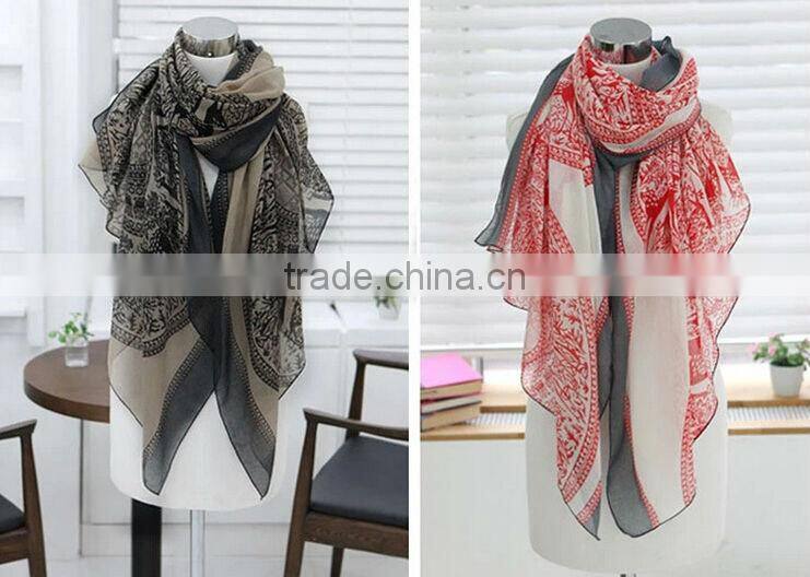 Women Long Print Cotton Scarf Wrap Ladies Large Silk Scarves Wholesale