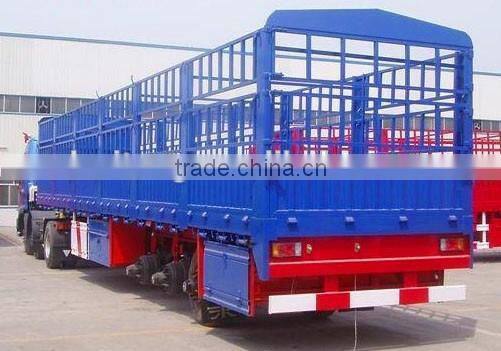 Truck trailer type 40 tons 3 axles two storages 50-60 head cow livestock fence semi trailer/cattle transport trailer for truck