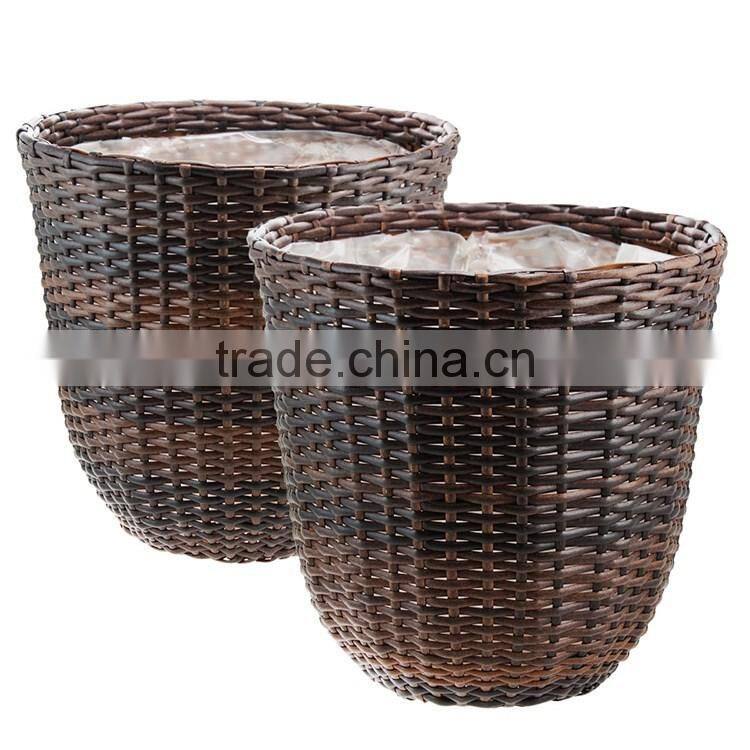 S&D Synthetic Rattan garden pots for sale planting pots cheap , Indoor&Outdoor Rattan Flower Pot , stackable plastic garden pots