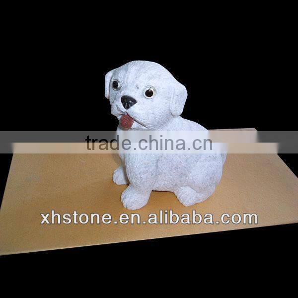 White cute little stone dog sculpture