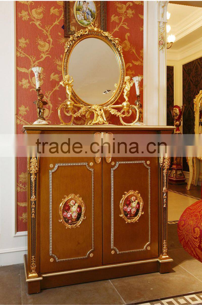 Luxury French Louis XV Style Golden Stuy Room Bookcase/ Palace Fancy Wood Carved Display Cabinet/ Antique Glass Showcase