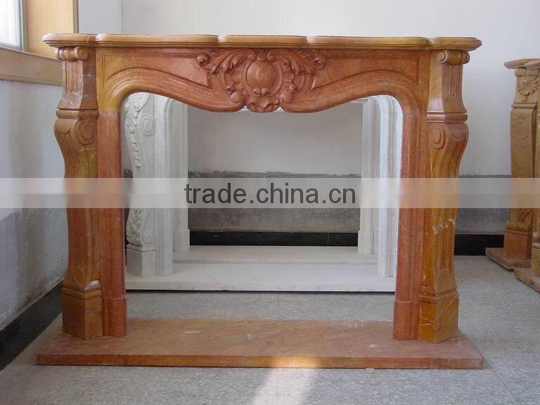 Rojo Alicante Marble Fireplace Mantel Surrounding