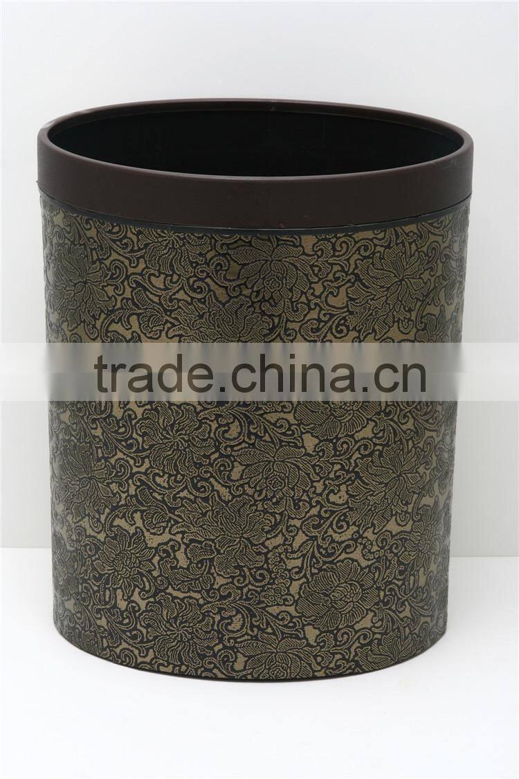 Plastic Leather Medium Semi Round Trash Can Wastebin 9L