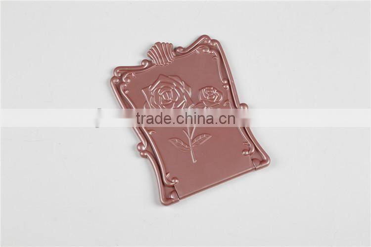 Plastic Mini Pocket Girl Makeup Compact Cosmetic Mirror With Rose Line