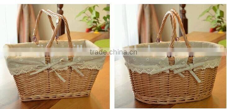 Cheap wicker shopping basket with two moveable handles wicker basket for shopping