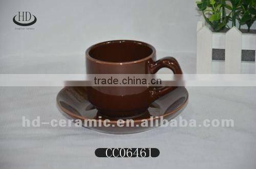 ceramic colour coffee cup and saucer,chocolate tea cup with saucer,stoneware cup and saucer
