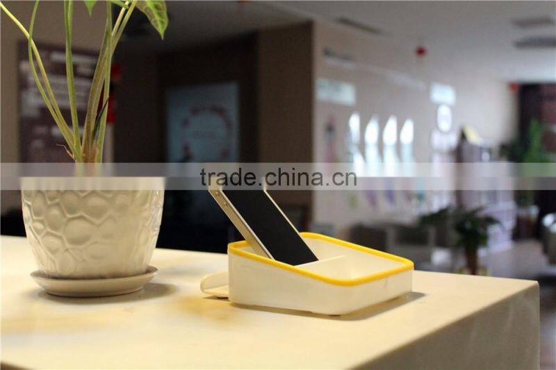 Convenient Plastic Desktop Table Pad Cell Mobile Phone Bracket Stand Support Hoder With Storage Box