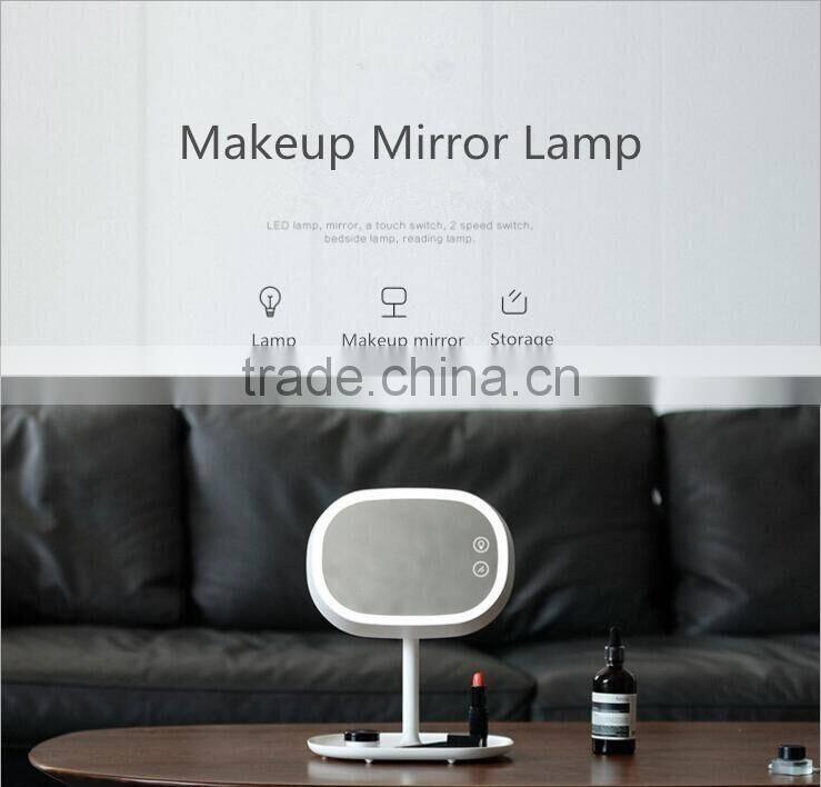 Makeup Mirror Lamp Multifunction Mirror With Table Lamp Small Thing Organizer LED Makeup Mirror Lamp For Sale