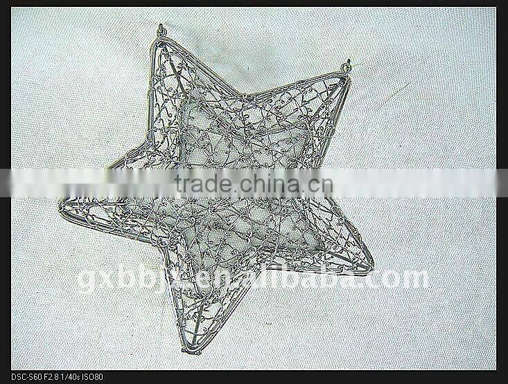 Silver wire star handicraft gift set of two