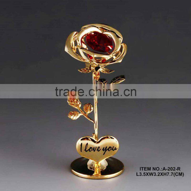 24K Gold Plated Peony Flower with Crystals from SWAROVSKI