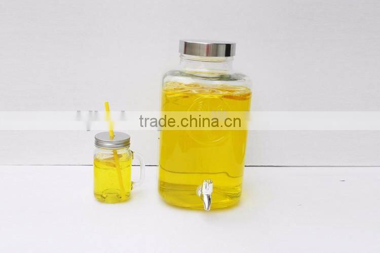 8L rooster shape embossed alcoholic beverage glass bottle with stainless steel lid