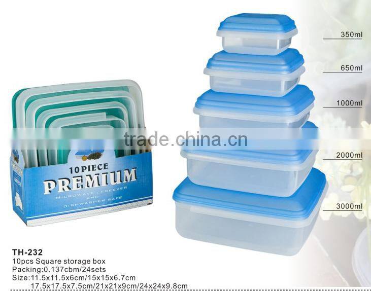 5pcs as a set square food container PP plastic storage box